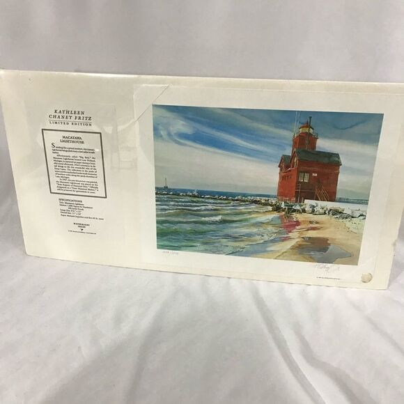 NWT Kathleen Chaney Fritz Macatawa Lighthouse Print - Picture 1 of 4